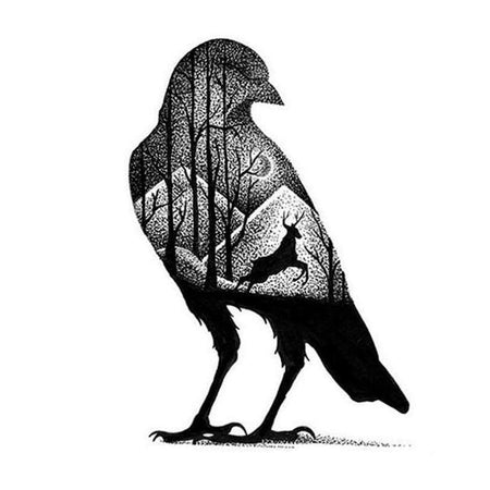 Animaux noir et blanc - modèle M009 | Broderie point de diamant - Animaux Autres animaux Corbeau Oiseau Produit