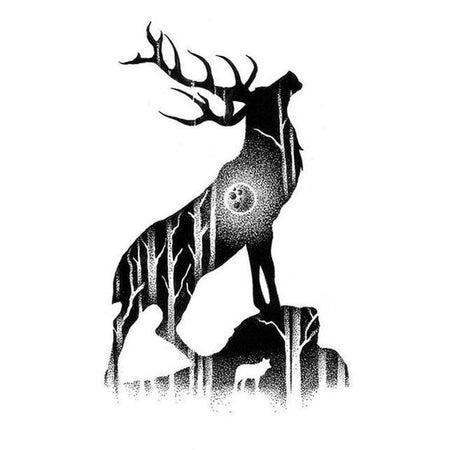 Animaux noir et blanc - modèle M010 | Kit broderie - Animaux Autres animaux Cerf Produit