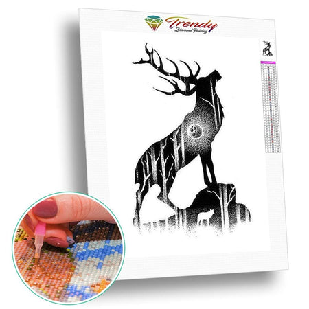 Animaux noir et blanc - modèle M010 | Kit broderie - Animaux Autres animaux Cerf Produit