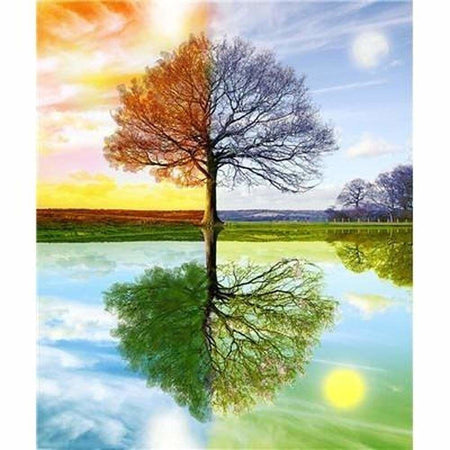 Arbre de vie 4 saisons - modèle M002 | Diamond painting complet - Automne Hiver Paysage Printemps Produit
