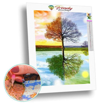 Arbre de vie 4 saisons - modèle M002 | Diamond painting complet - Automne Hiver Paysage Printemps Produit