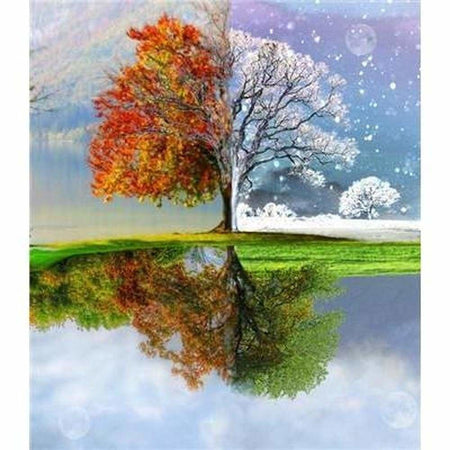 Arbre de vie 4 saisons - modèle M003 | Toile de diamant - Automne Hiver Paysage Printemps Produit
