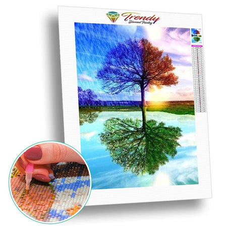 Arbre de vie 4 saisons - modèle M004 | Tableau de diamant - Automne Hiver Paysage Printemps Produit