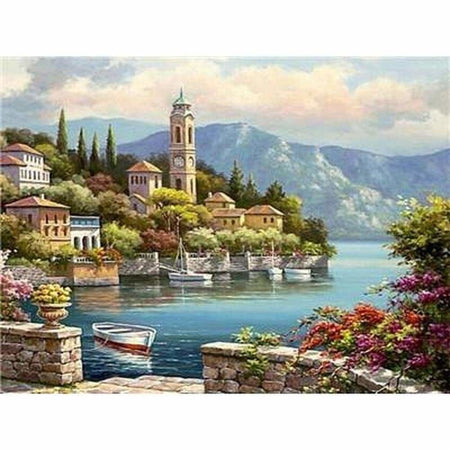 Au bord de la ville - modèle M004 | Broderie de diamant - En ville Paysage Produit À la mer