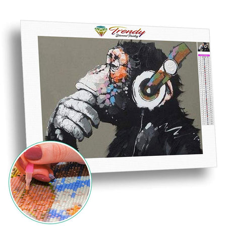 Aucune singerie rien que de la musique - modèle M001 | Broderie diamant - Animaux Autres animaux Produit