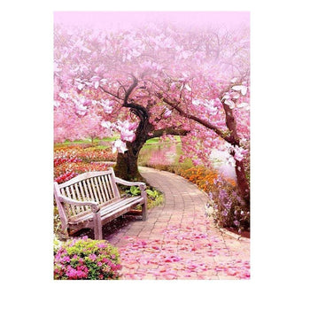 Banc public printanier | Broderie de diamant - Paysage Printemps Produit