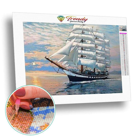 Bateaux à voiles sur la mer - modèle M001 | Kit broderie - Paysage Produit À la mer