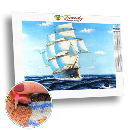 Bateaux à voiles sur la mer - modèle M002 | Diamond painting kit - Paysage Produit À la mer