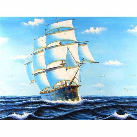 Bateaux à voiles sur la mer - modèle M002 | Diamond painting kit - Paysage Produit À la mer
