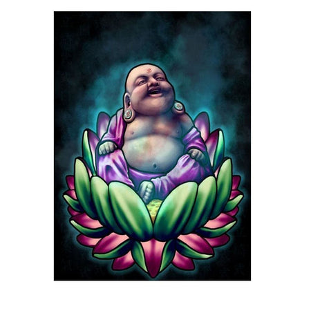 Bouddha assis dans une fleur de lotus | Diamond painting kit - Bouddhisme Bouddhisme et Hindouisme Fleur Fleur et plante Produit