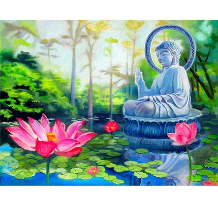 Bouddha sur un plan deau accueillant | Peinture diamant - Bouddhisme Bouddhisme et Hindouisme Produit Religion Zen