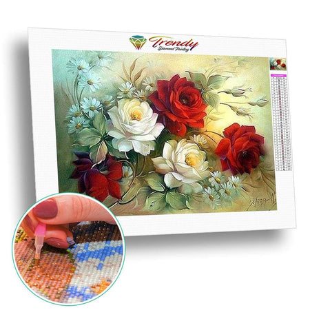 Bouquet de Camélias - modèle M001 | Broderie diamant - Fleur Fleur et plante Produit