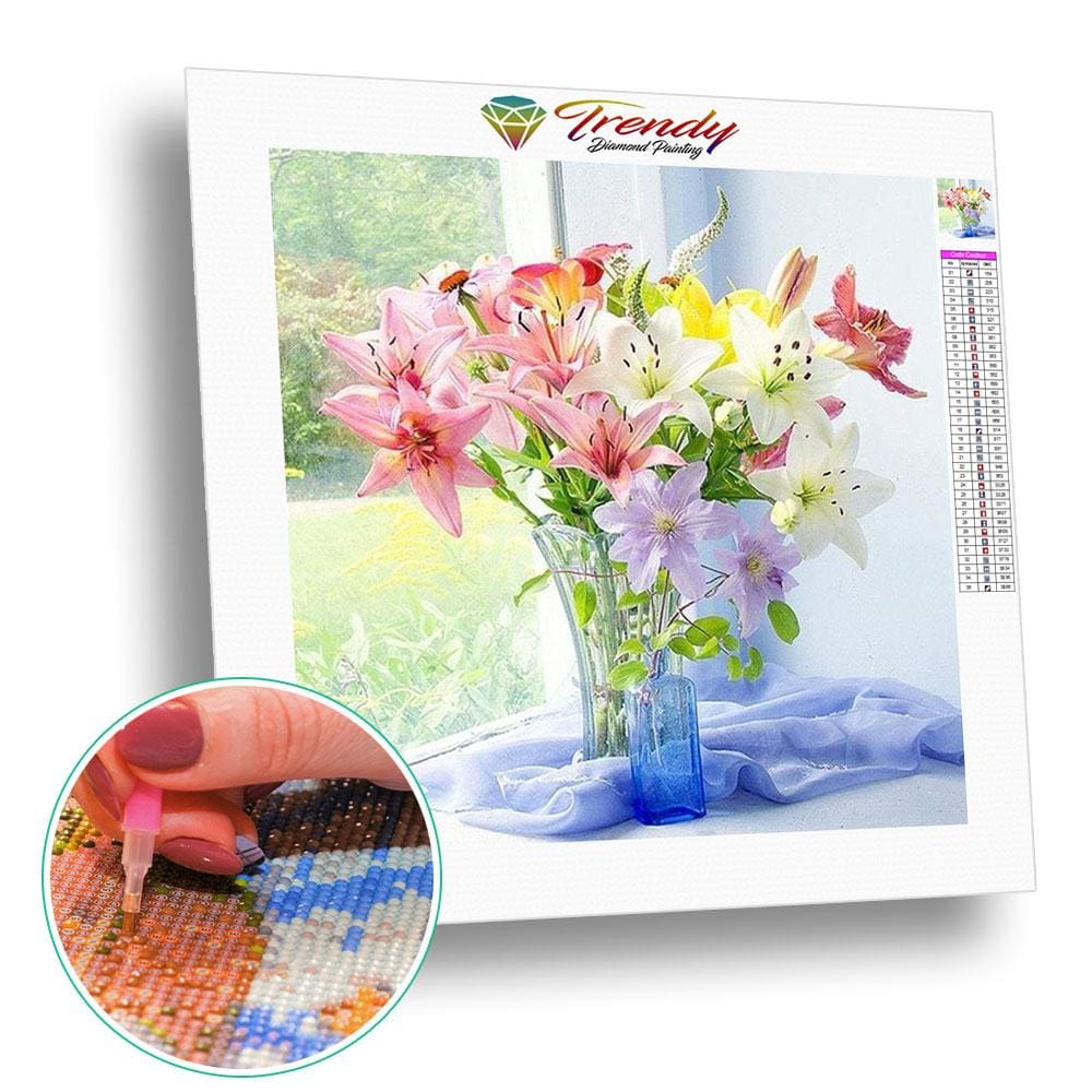 Bouquet de fleur de lys pastel | Kit de broderie de diamant - Fleur Fleur et plante Produit
