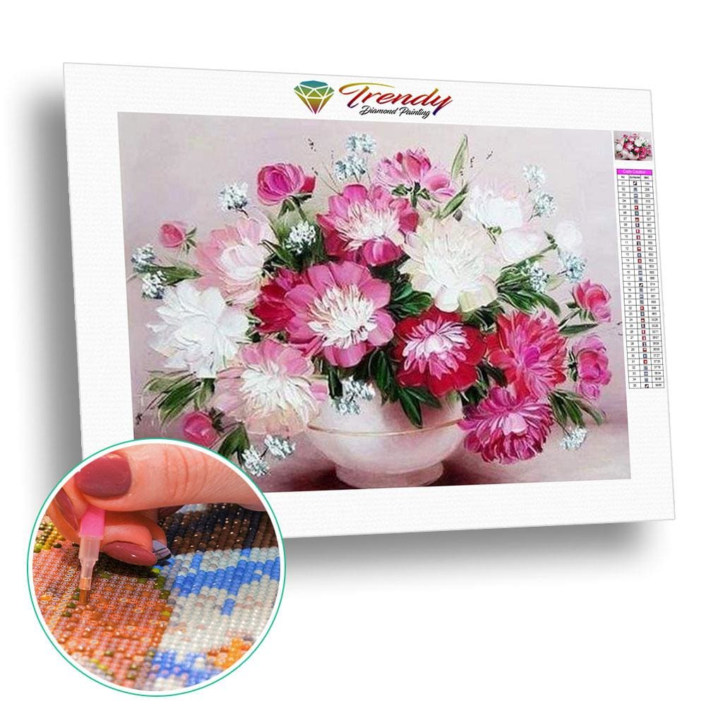 Bouquet de fleurs en peinture - modèle M002 | Toile diamant - Fleur Fleur et plante Produit