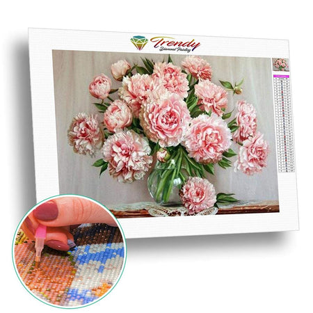 Bouquet de Pivoines blanc rosé | Caneva diamant - Fleur Fleur et plante Produit
