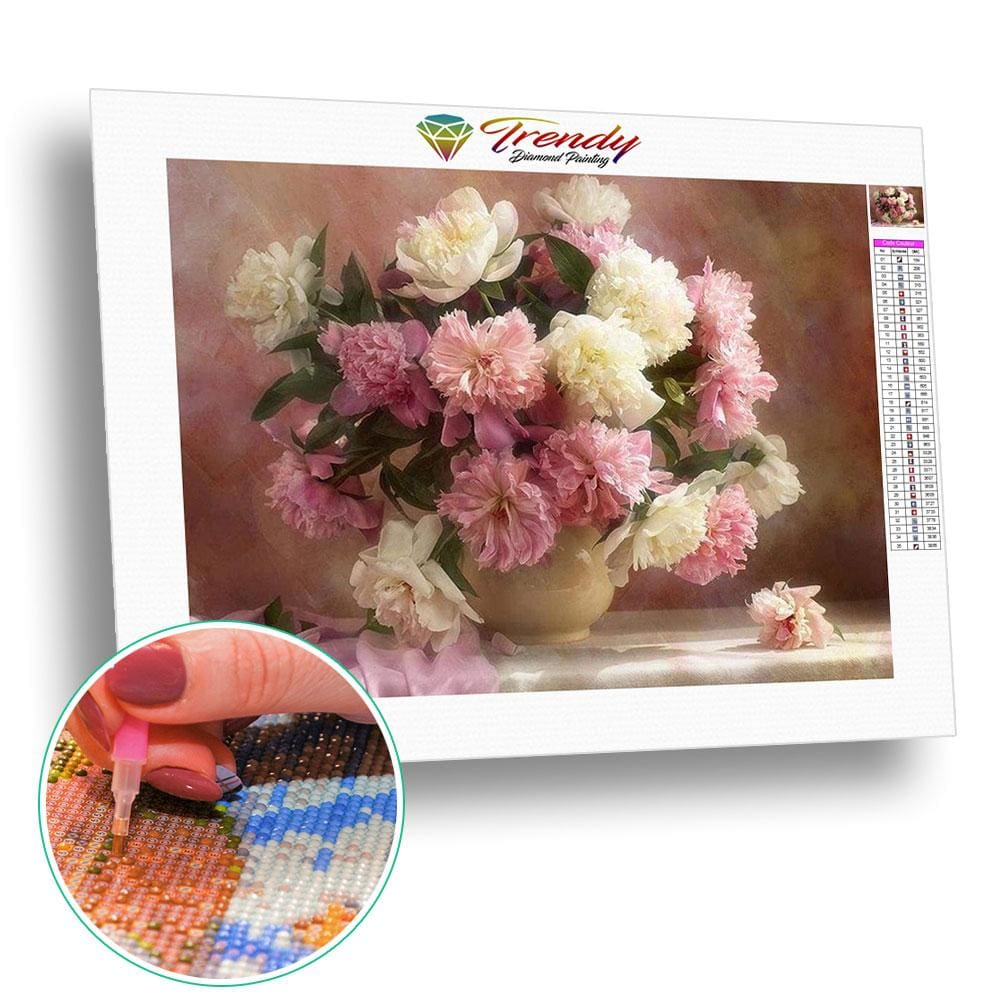 Bouquet de pivoines décoration de table | Broderie diamant - Fleur Fleur et plante Produit