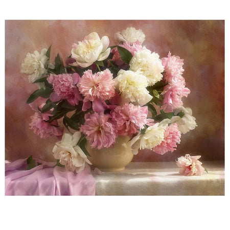 Bouquet de pivoines décoration de table | Broderie diamant - Fleur Fleur et plante Produit