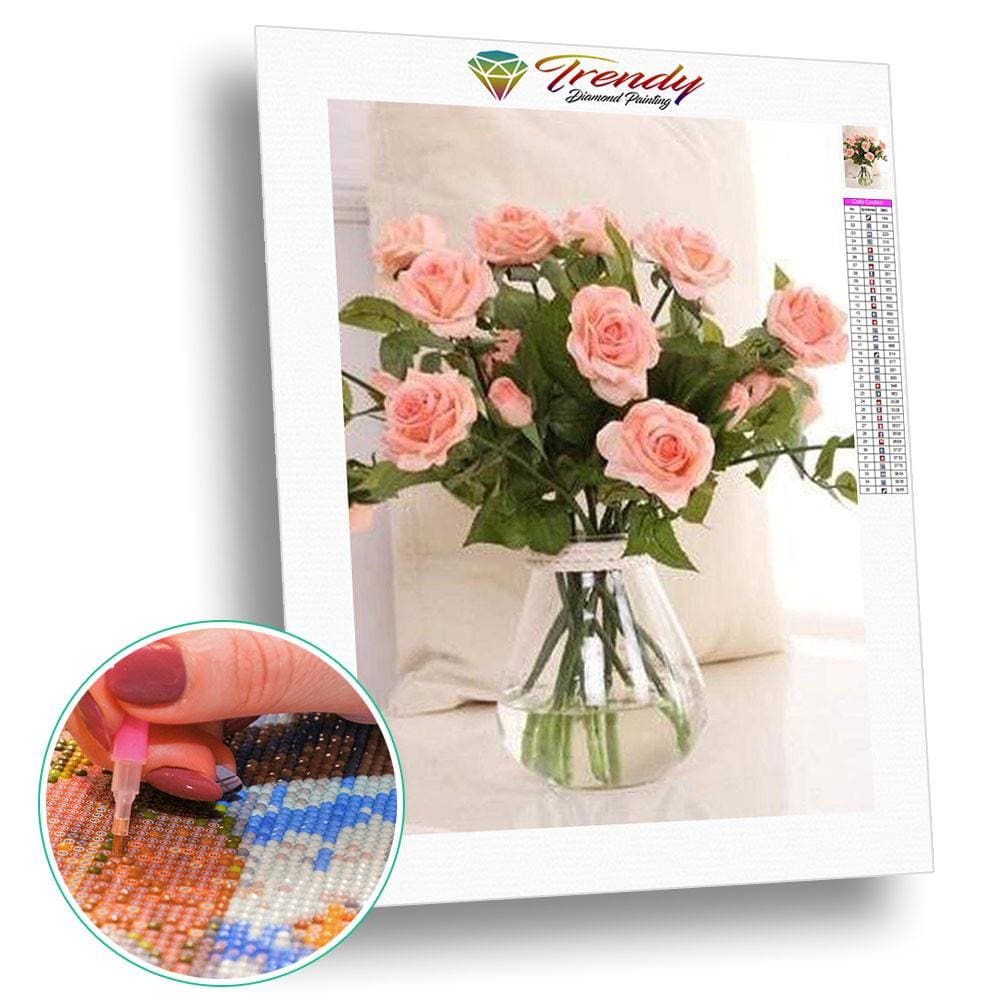 Bouquet de Roses dans leur vase - modèle M006 | Diamond Painting - Fleur Fleur et plante Produit