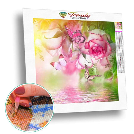 Bouquet de roses et arum aux couleurs pastelles - modèle M004 | Diamond painting kit - Fleur Fleur et plante Produit