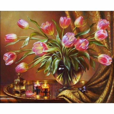 Bouquets de fleurs en peinture - modèle M002 | Diamond painting grand format - Fleur Fleur et plante Produit