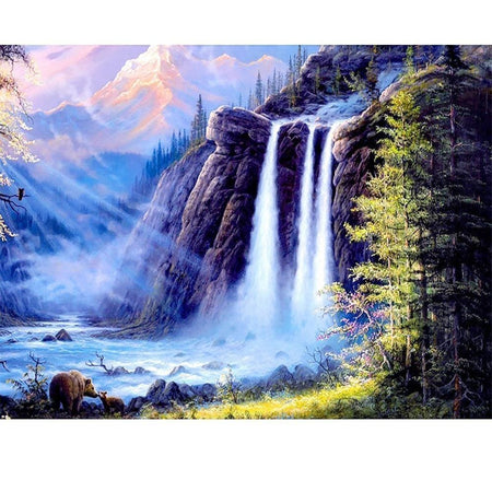 Cascade en forêt | Diamond painting kit - En forêt Paysage Produit