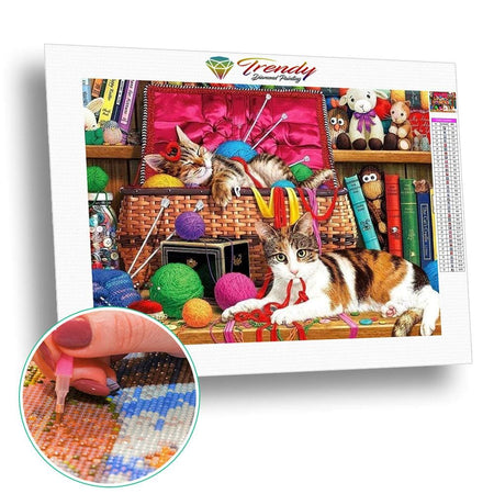Chadore les pelotes de laines | Tableau diamant - Animaux Chat Produit