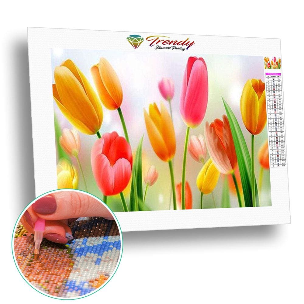 Champ de tulipes coloré | Peinture diamant - Fleur Fleur et plante Produit