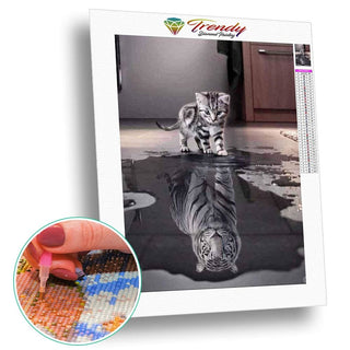 Chaton deviendra tigre | Broderie diamant toile entière - Animaux Chat Produit Tigre
