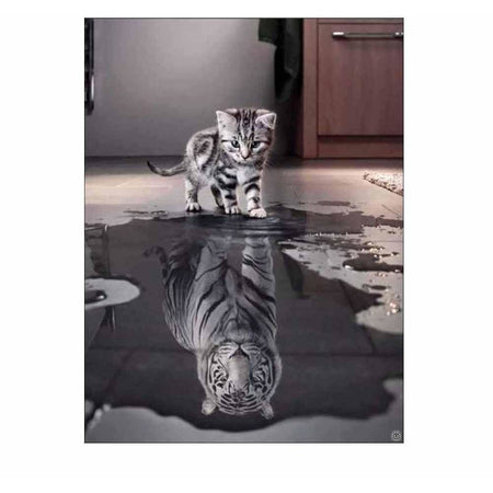 Chaton deviendra tigre | Broderie diamant toile entière - Animaux Chat Produit Tigre