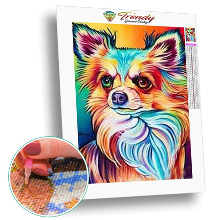 Chien en colorfull arc en ciel - modèle M002 | Tableau de diamant - Animaux Chien Produit