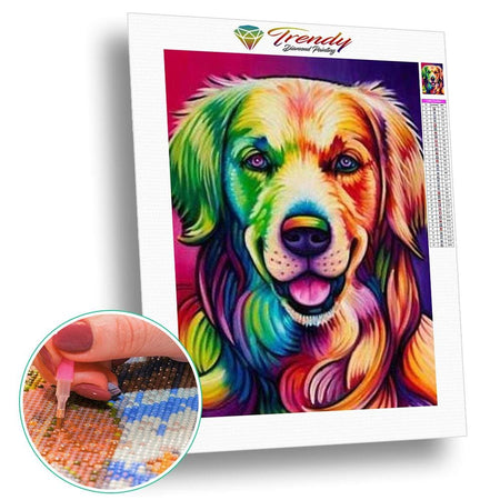 Chien en colorfull arc en ciel - modèle M005 | Kit broderie diamant - Animaux Chien Produit