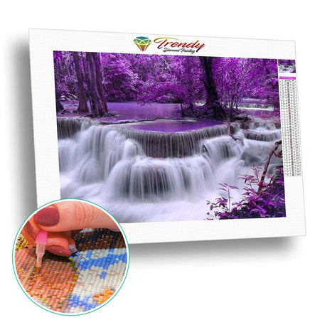 Chute deau à la violette | Kit broderie - En forêt Paysage Produit