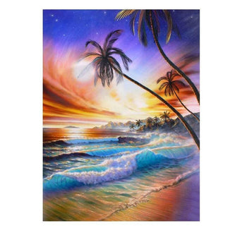 Cocotiers de la plage | Toile diamant - Paysage Produit À la mer