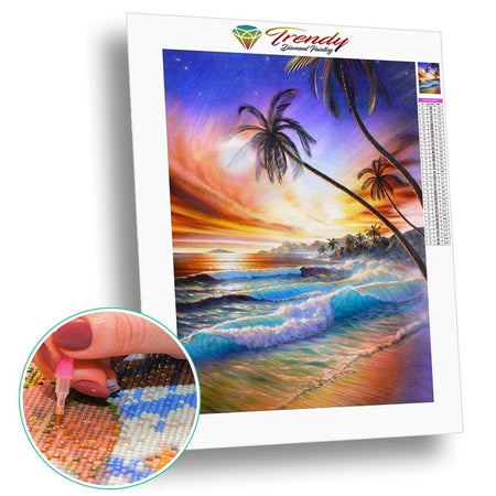 Cocotiers de la plage | Toile diamant - Paysage Produit À la mer