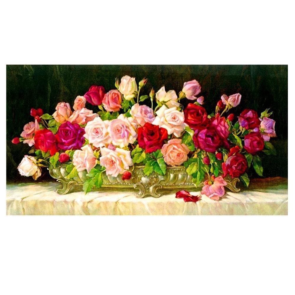 Composition multi roses | Toile de diamant - Fleur Fleur et plante Produit