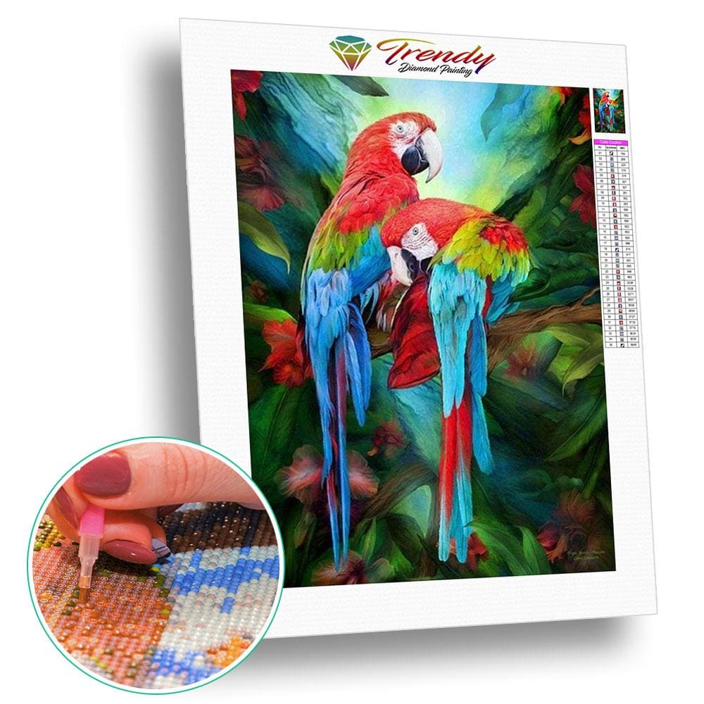 Couple de perroquets | Kit broderie - Animaux Oiseau Produit