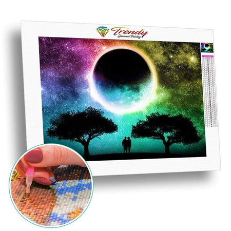 Couple devant la pleine lune en colorfull - modèle M003 | Caneva diamant - Produit