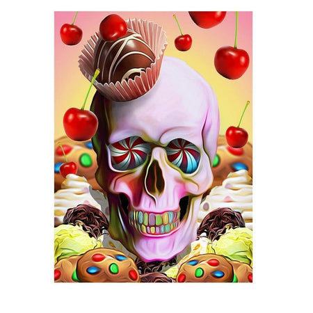 Crâne cupcake à la cerise | Toile de diamant - Gothic Portrait Produit