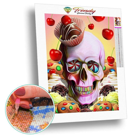 Crâne cupcake à la cerise | Toile de diamant - Gothic Portrait Produit
