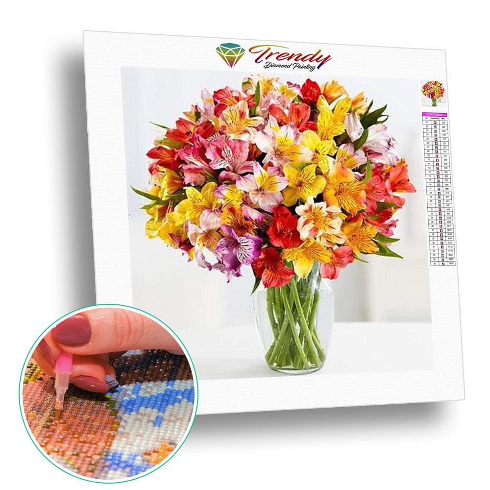 Création florale très colorée - modèle M001 | Diamond painting grand format - Fleur Fleur et plante Produit