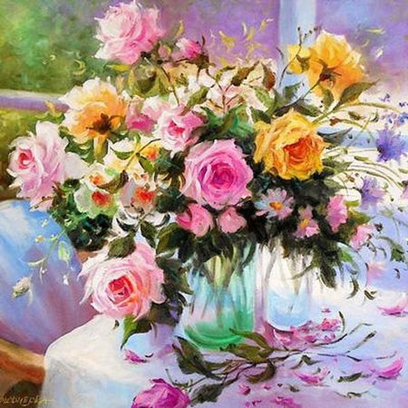 Création florale très colorée - modèle M004 | Broderie diamant kit complet - Fleur Fleur et plante Produit