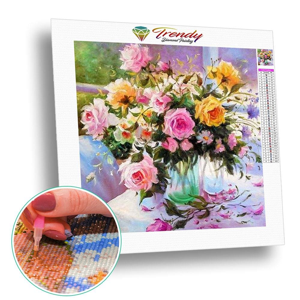 Création florale très colorée - modèle M004 | Broderie diamant kit complet - Fleur Fleur et plante Produit