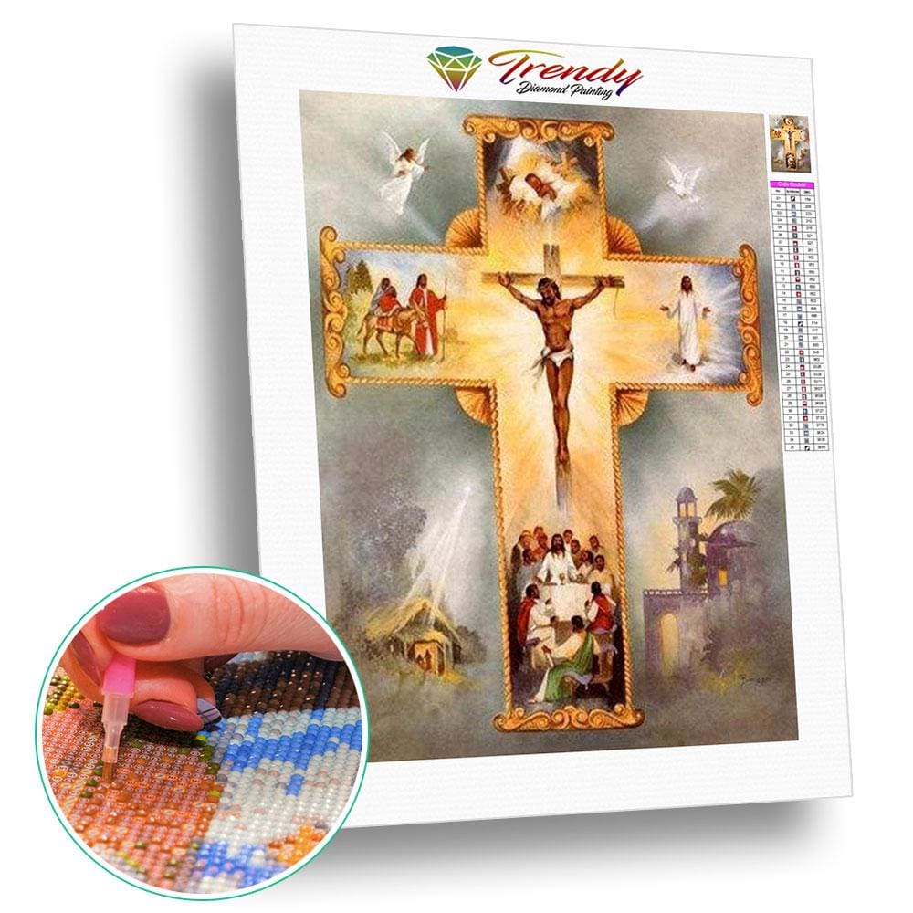 Croix de Jésus multi représentation | Kit broderie - Christianisme Produit Religion