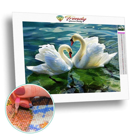 Cygnes amoureux | Broderie diamant - Animaux oiseau Produit