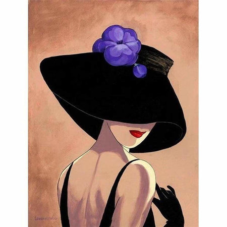 Dame raffinée au chapeau - modèle M002 | Diamond painting kit - Portrait Produit