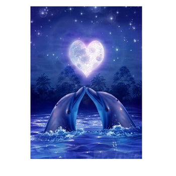 Dauphins amoureux | Diamond painting complet - Animaux Poisson Produit