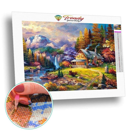 Décor de montagne à lancienne - modèle M001 | Tableau de diamant - Automne Paysage Produit À la montagne