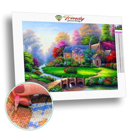 Décor de montagne à lancienne - modèle M003 | Diamond Painting - Automne Paysage Produit À la montagne