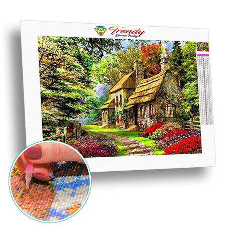 Décor de montagne à lancienne - modèle M004 | Kit broderie diamant - Automne Paysage Produit À la montagne