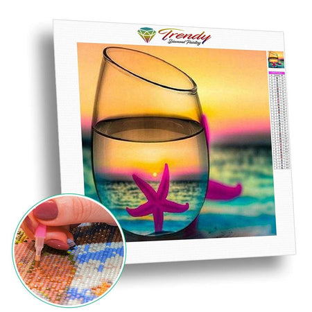 Décor sous les sunlights dans un verre - modèle M001 | Tableau de diamant - Paysage Produit À la mer Été